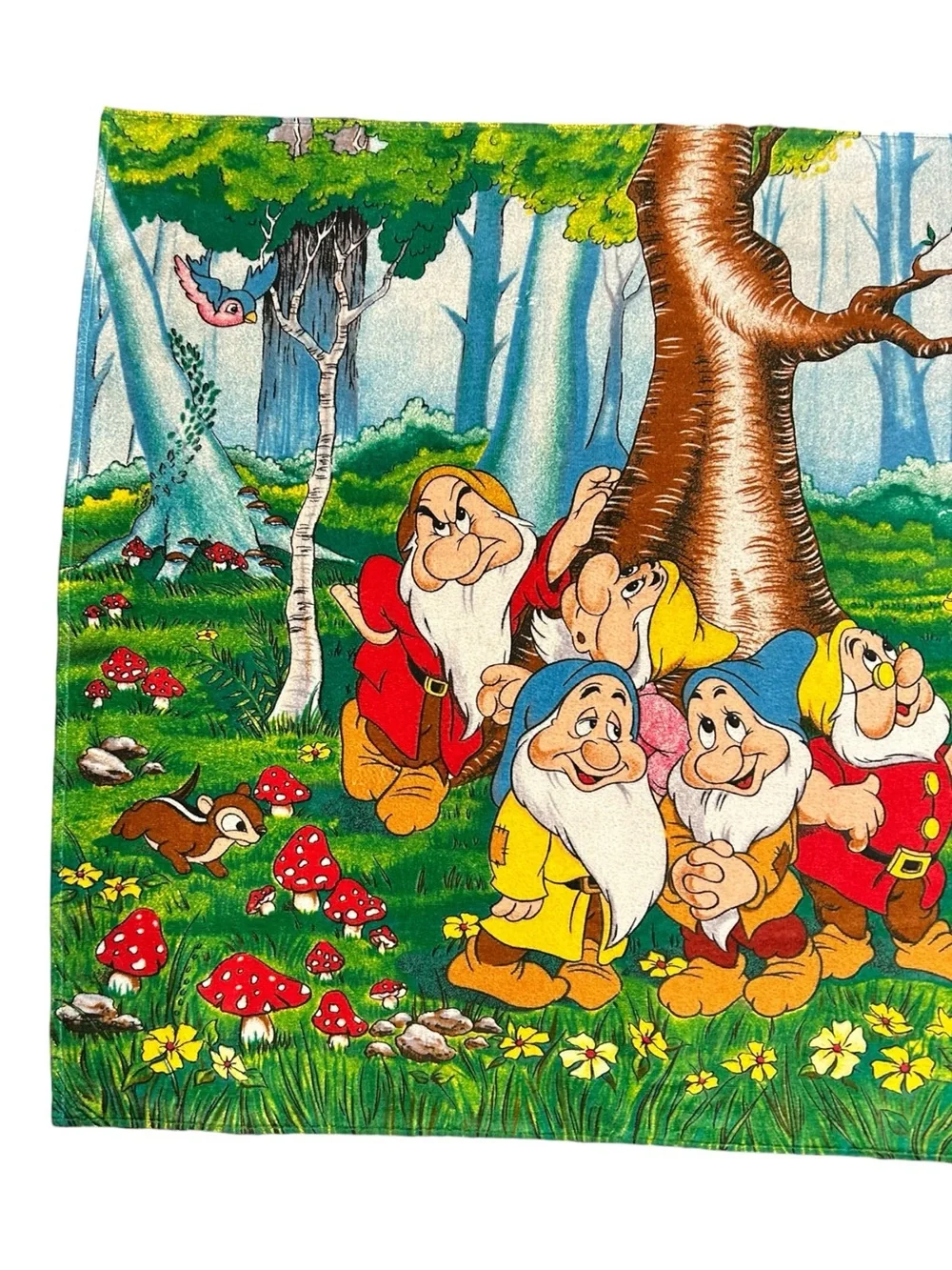 Vintage Disney Snow White Seven Dwarfs‎ Towel Made in Brazil